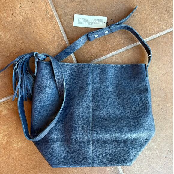 M.I.L.A. Navy Joanie Blue Pebbled Leather Crossbody Bag NWT - Has Interior Mark - Picture 10 of 12